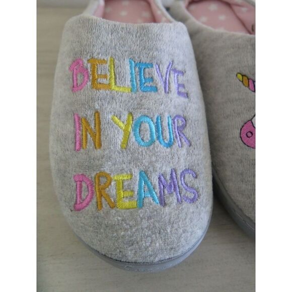 Lola Women's Size Medium (6.5-7.5) Believe In Your Dreams Unicorn Slippers - Picture 4 of 7